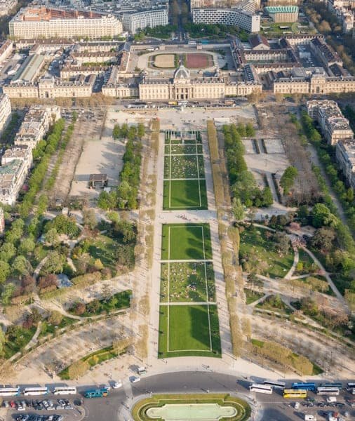 View from high up on the Eiffel Tower